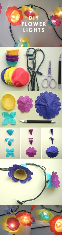 doityourselfproject:CUPCAKE FLOWER LIGHTS from www.ohhappyday.com