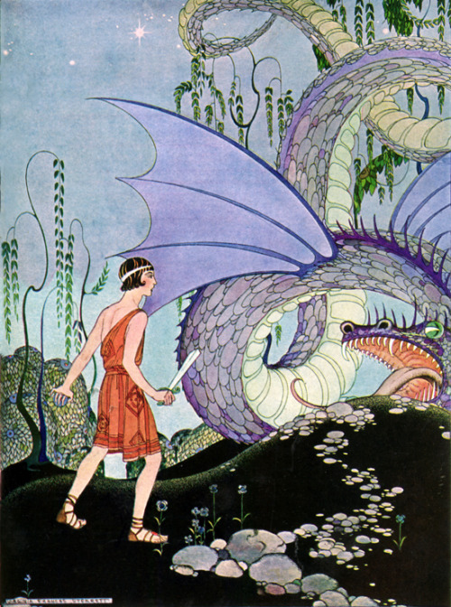 the-evil-clergyman:Cadmus Slays the Dragon, from Tanglewood Tales by Virginia Frances Sterrett (1921