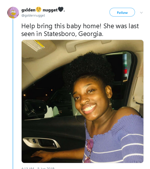 bigforeheadgaaal: ANOTHER BLACK GIRL IS MISSING! It’s a national problem and media doesn&rsquo