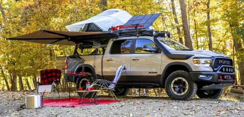 carsthatnevermadeitetc:  Ram 1500 Rebel OTG (Off The Grid) Concept, 2019. One of MOPAR’s prototypes for this year’s SEMA show, based  on a Ram 1500 equipped with the new 3.0-litre V-6 EcoDiesel engine, coupled with a 33-gallon tank that makes it