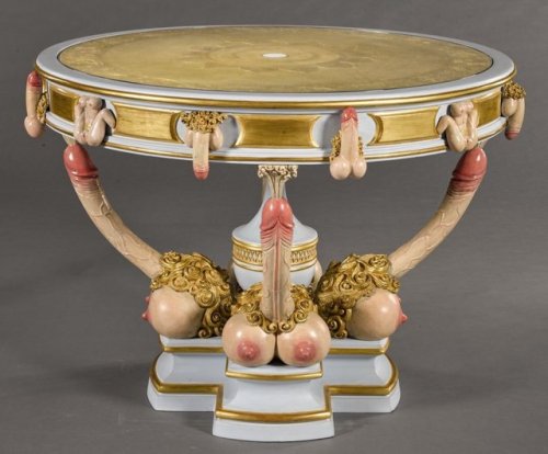 Erotic table supposedly delivered to Russian Czarina Catherine the Great, 18th century.from Sotheby’