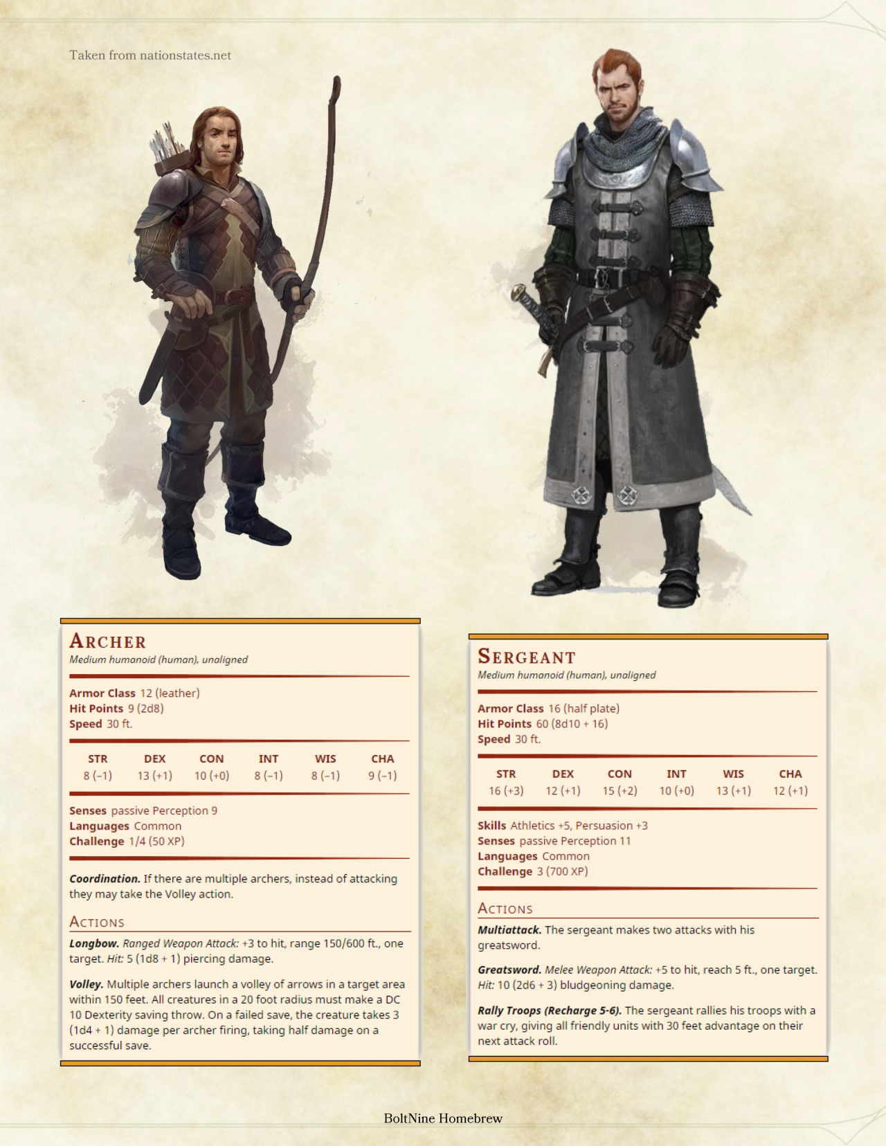 DnD 5e Homebrew — The King’s Army Enemies and Setting