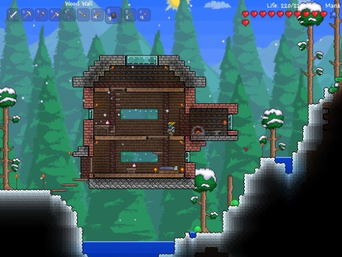 Snowy Terraria home, the Stumble Inn. My first really decent house. 8)