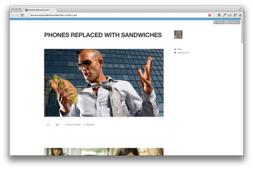 Phones replaced by sandwiches. Because who doesn’t love posing for lunch? #weirdtumblrs via @l