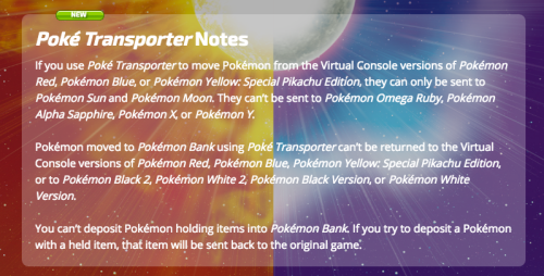 Bring in Pokémon from Past AdventuresIn January 2017, the Nintendo 3DS downloadable software Pokémon