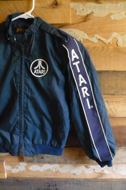 iamsoretro:  Vintage Atari Navy Jacket Original, size Small, 1980s jacket available for ๛USD at Etsy.