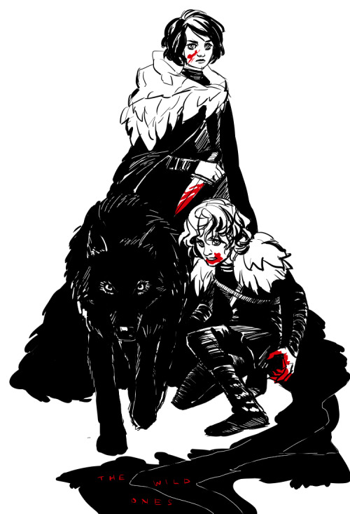 spacefeels: older Arya and Rickon with Shaggydog; I just wanted to draw aggro bloodthirsty Stark kid