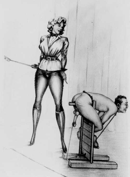 pittprickel:#GermanJim #1950s #femdom #bdsm #vintagefetish #eroticdrawing #Illustration