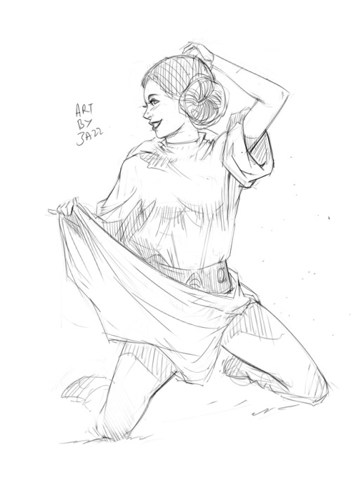 something a little different for today's warms up. a sketch of a cosplay of Leia I sa