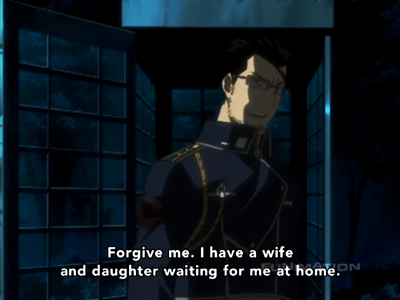 devinchee:  phenomenallyextraordinary123:  FMA/FMAB Meme: 5 deaths (2/5)  Maes Hughes’s
