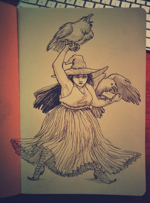 concentriccookies:  Inktober 13: Raven Witch Don’t mess with her or her two babys ever again if you like your eyeballs. 🔪