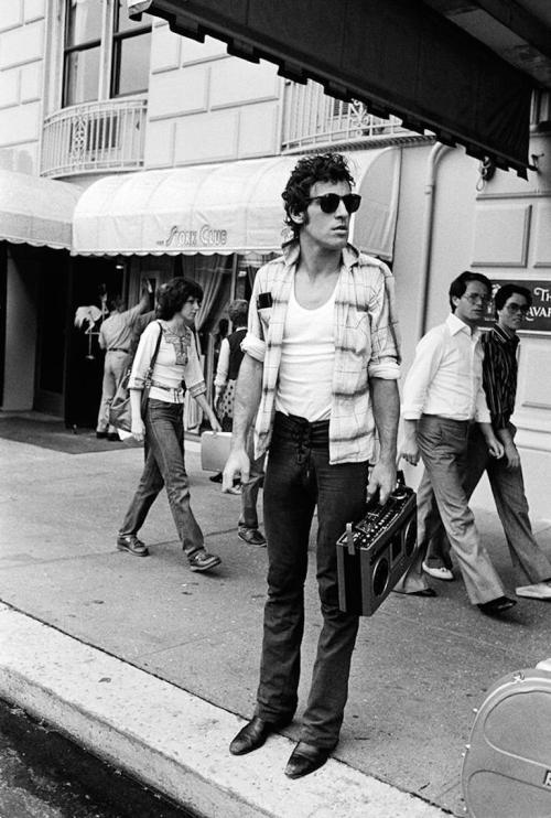 losetheboyfriend:Bruce Springsteen in front of the Stork Club; captured by Lynn Goldsmith (1978)
