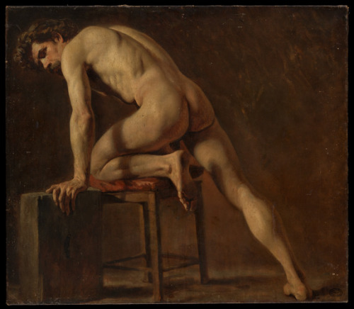 Met-European-Paintings:study Of A Nude Man, Attributed To Gustave Courbet, Early