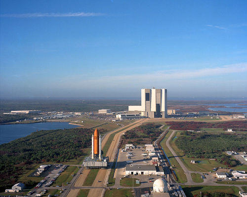 Space Shuttle Atlantis rollout for STS-36, 25 January 1990.