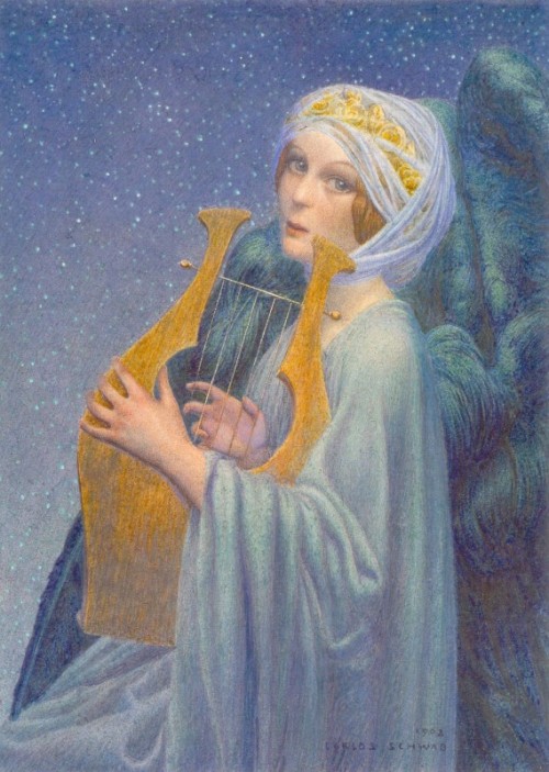 Woman with the Lyre by Carloos Schwabe, 1902