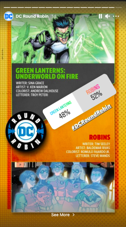 The DC Instagram polls for the third round of #DCRoundRobin! closed today.Robins won with 52% of the