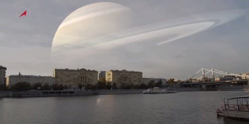 transylmania:  This is a visualization of what it might be like if the Moon was replaced with Saturn at the same distance as our moon