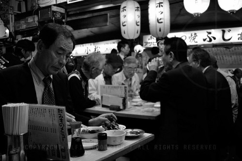 Yakitori and a beer after work; Yurakucho, Tokyo