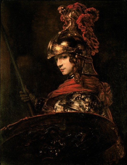 ophelias-song:Rembrandt, Pallas Athena, or Armoured Figure, 1664-1665