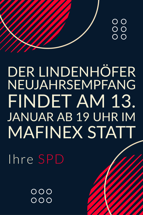 Die SPD Lindenhof lädt wieder zu Ihrem traditionellen Neujahrsempfang ein. Im Foyer des Mafinex wollen wir mit Ihnen am 13. Januar 2020, ab 19 Uhr, das neue Jahr begrüßen. Wir werden dabei Christian Sommer hören, den Geschäftsführer der Mannheimer...