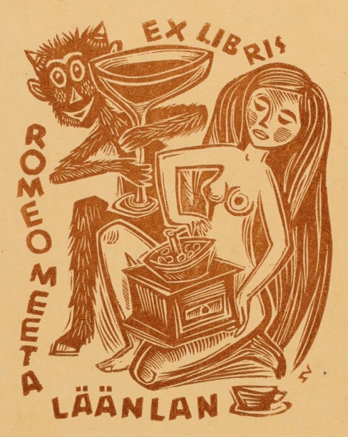 youcannottakeitwithyou:ex-libris by Silvi Väljal (Estonian, 1928–2014)