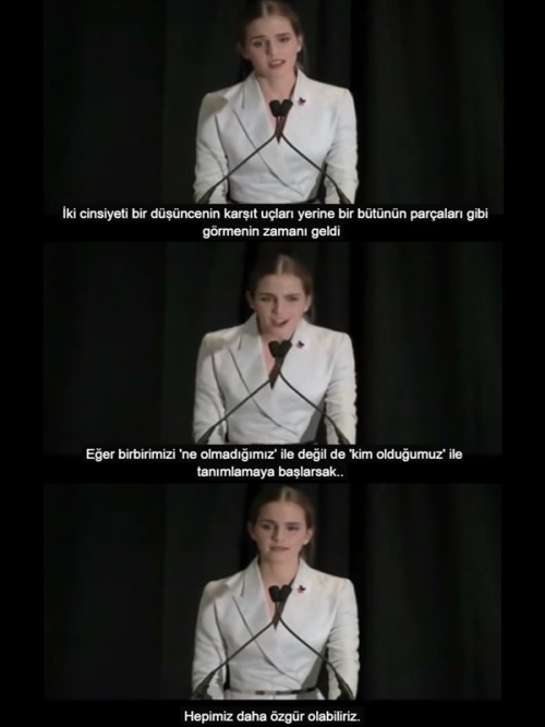 allahdiyengobekdeligi:  Emma Watson’ın kadın-erkek eşitliği hakkında başlattığı #HeForShe adlı hareket için Birleşmiş Milletler’deki konuşmasından bir kısım…  Eğer tamamını dinlemek istiyorsanız Mine Yağız’ın çevirisiyle: