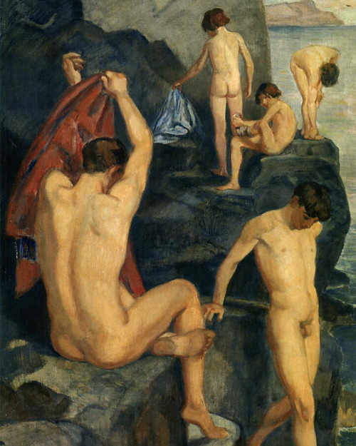antonio-m: ‘Bathers at Black Rock’, 1930, by Ludwig von Hofmann (1861–1945). German painter, graphic
