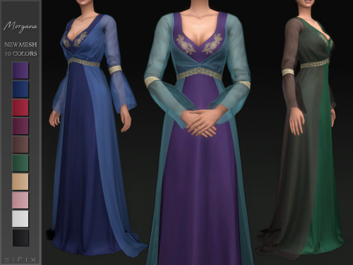 sifixcc:  Morgana DressDOWNLOAD (TSR)  inspired by merlin’s morgana ❤  transparency is hard - 