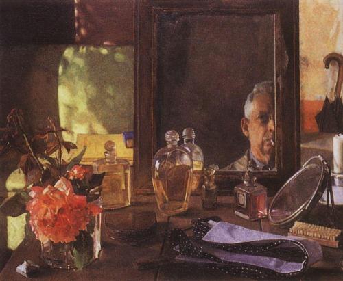 konstantin-somov:Self-Portrait in the Mirror, 1934, Konstantin Somov