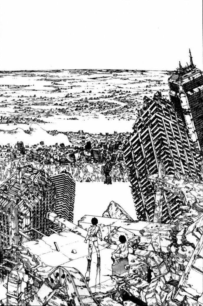 hopelessromanticslovesickpoets:Akira landscapes Katsuhiro Otomo