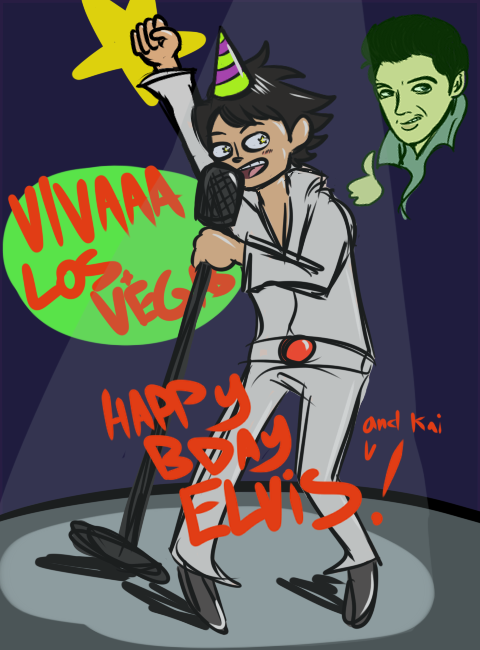 Today is Elvis Presley’s birthday, but more importantly it’s an anime characters birthday. Happy birthday to the both of them!!! I WORKED ON THIS SHIT ALL DAY