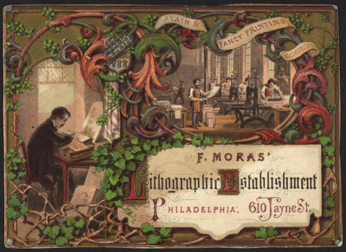 althistories: A large-format color business card for F. Moras’ Lithographic Establishment in P