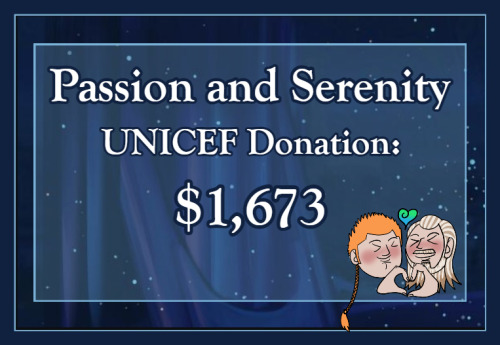 Passion and Serenity is very pleased to announce that the donation to UNICEF was made last night and