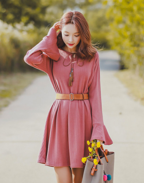 Beautiful bell sleeve flared dress.https://goo.gl/1xWzGm