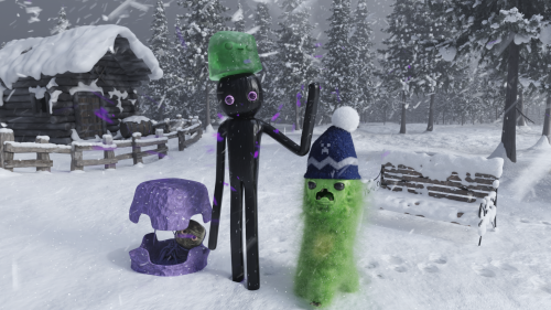 Happy holidays from my fanart Minecraft mobs in this crossoverThe character: shulker, enderman, slim