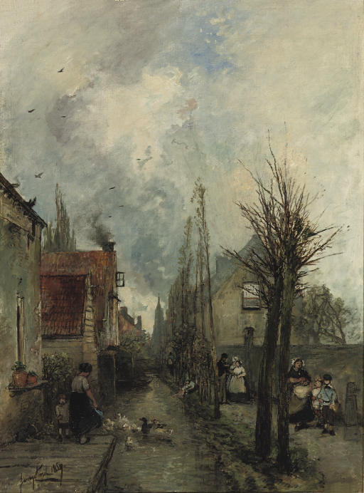 poboh:  Au bord du canal, Delft, 1859, Johan Barthold Jongkind. Dutch (1819 - 1891)