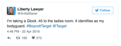 maliwanhellfires:  linguisticparadox:  vaspider:  gaywrites:  The president of the anti-LGBT group Liberty Counsel says she’s going to bring a gun into the restroom to protect herself from transgender people.  Make no mistake: trans people are not
