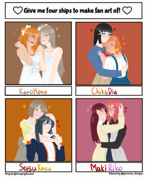 fagopiro: my favorite pairings from love live (except umiyou)first is from muse, second from aqours,