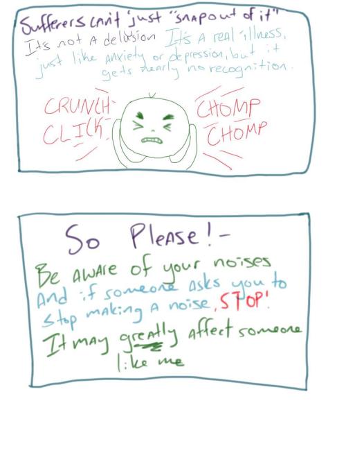 dykediviner:I noticed there wasn’t a lot of recognition for misophonia so I made a comic (sorry for 