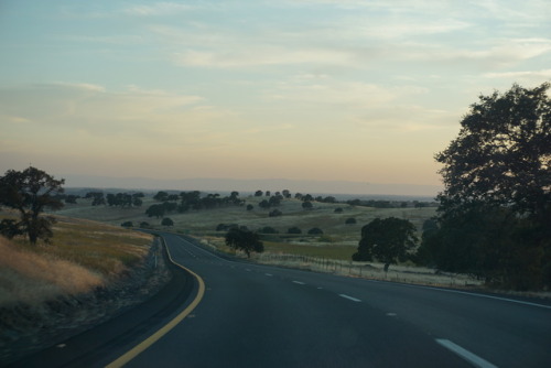 Views leaving the Sierra Nevada Mountains and entering the Central Valley of California