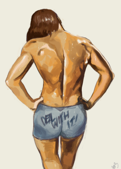 m3l3ctric:  i have a headcanon that Korra likes to train shirtless ok. and I think she probably has a beautiful back. Asami probably likes it too.   ;9