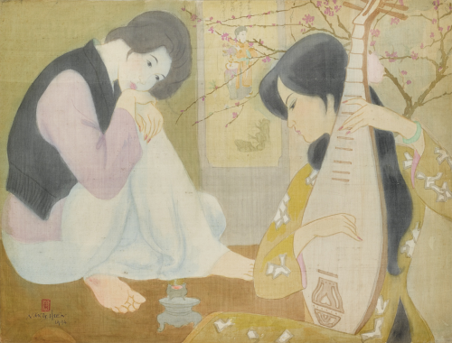 Lê Năng Hiển  -  Two Young Ladies,  1994 Vietnamese, 1921-2014 Ink on silk