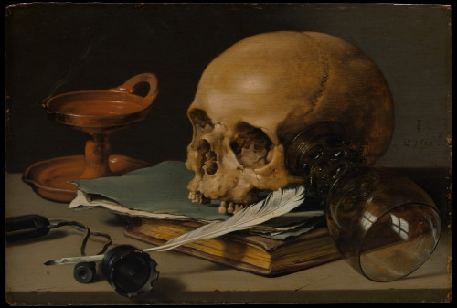 baroqueart: Still Life with a Skull and a Writing Quill by Pieter Claesz  Date: 1628