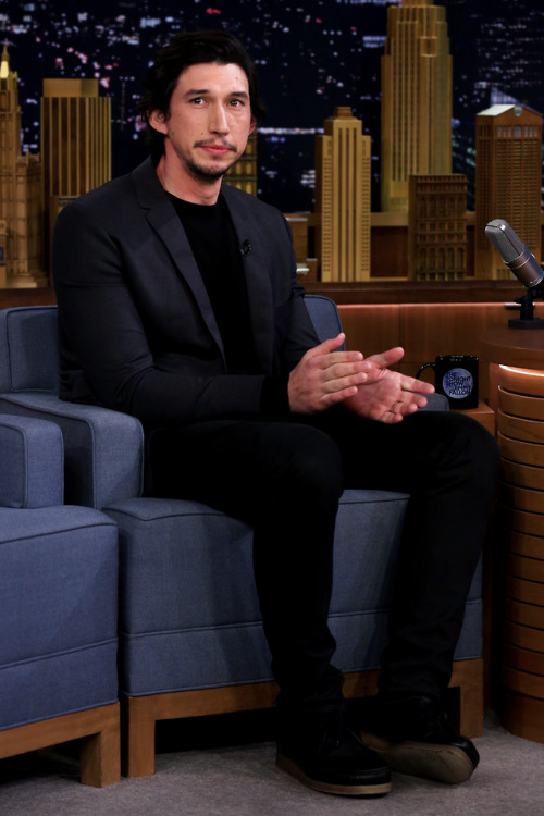 Adam Driver guest starring on The Tonight Show, December 2, 2015.
