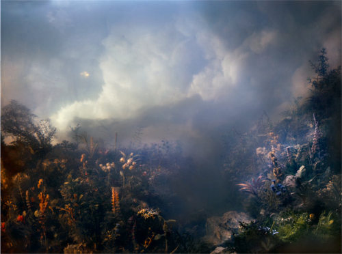 paimona: “Kim Keever shoots large-scale photographs of incredibly detailed landscapes in a 200-gallon tank of water. The tank is filled with water or dry ice and lit with gel-covered lights to transform the strange world into a hazy, fantastical world.”