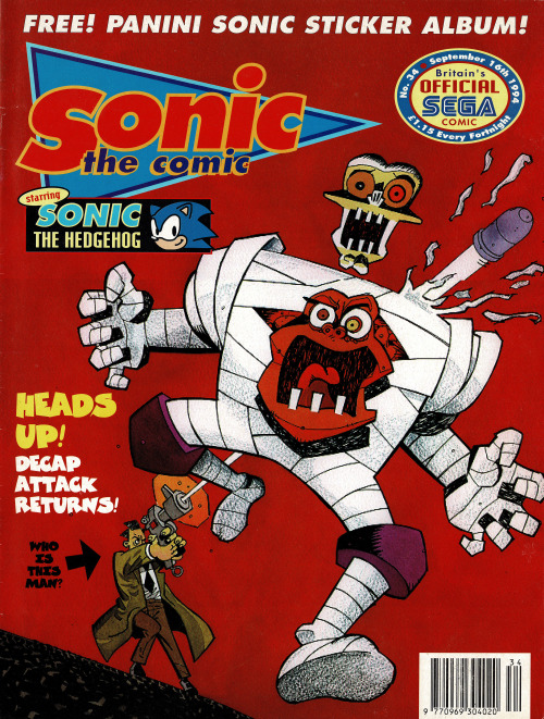 obscurevideogames: segacity: The cover for ‘Sonic The Comic’ #34, featuring characters from ‘Decap A