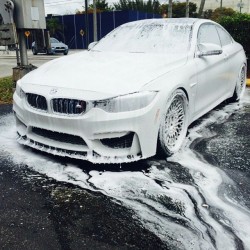 chemicalguys:  M4 treatment with Chemical Guys foam cannon and suds @bucky44 @wheelsboutique #hrewheels #badasscars #chemicalguys #foamblast #nobucket #awsomedetail amazing work by @ai1prodetail
