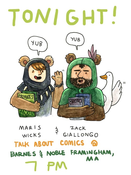 That’s right!  Zack Giallongo and I will be chatting about comics at the Framingham, MA Barnes