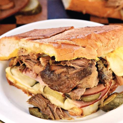 Cuban pulled pork panini sandwiches