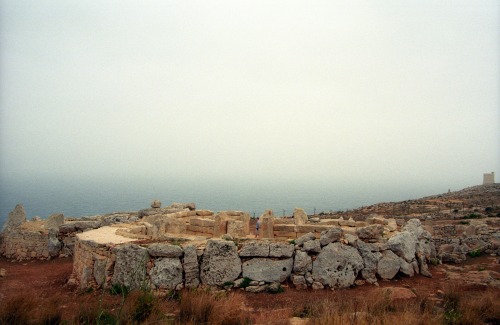 Ħaġar Qim, a megalithic temple complex located on the Mediterranean island of Malta. These megalithi